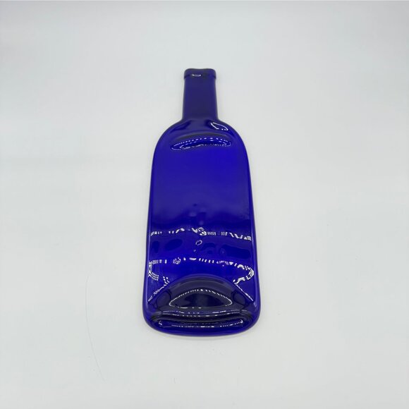 Cobalt Blue Melted Flat Wine Bottle Wall Decor/Serving Dish - Picture 1 of 6